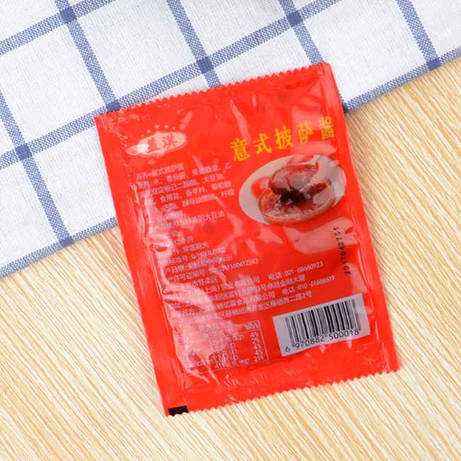 四边封番茄酱袋子展示